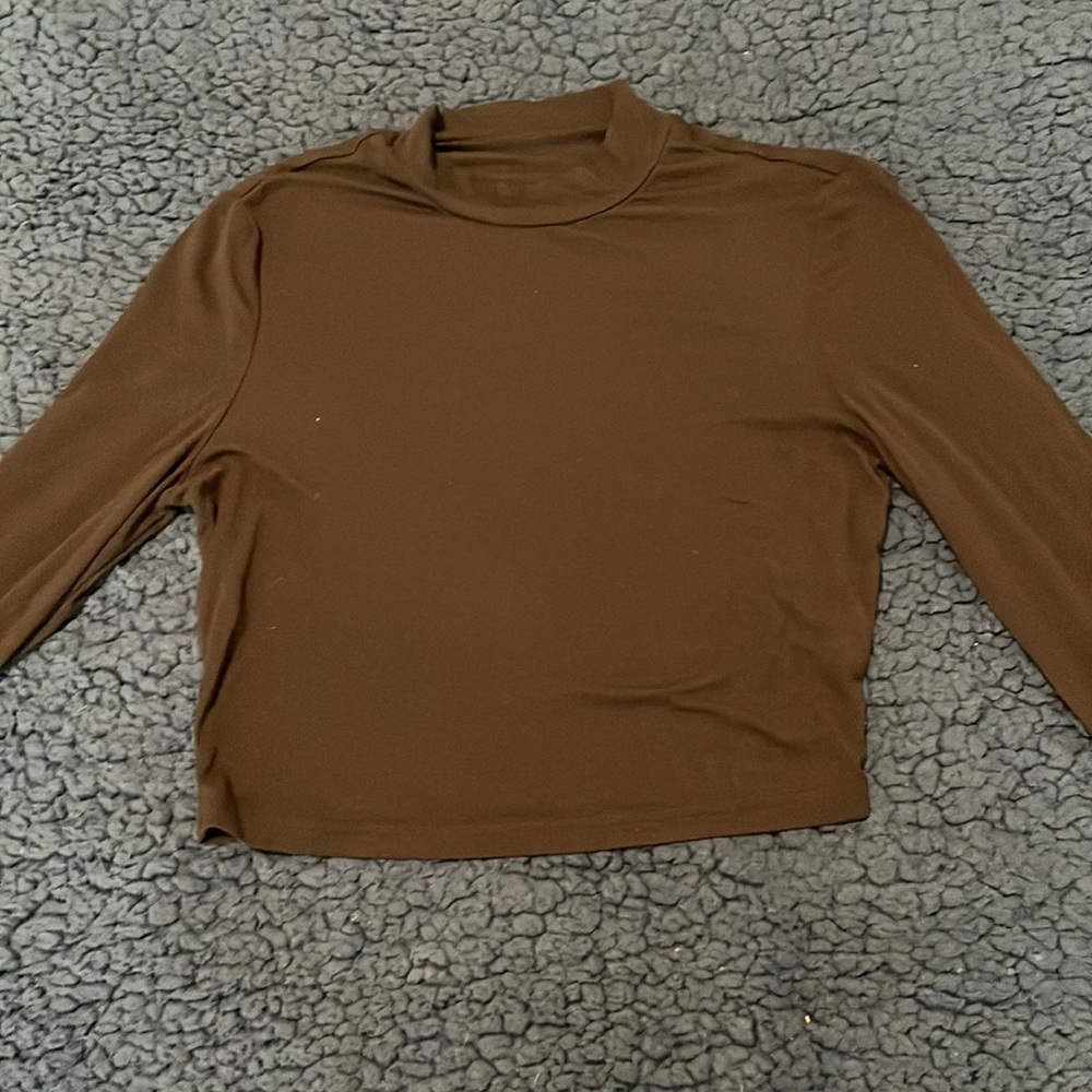Long sleeve crop top with mock turtle neck